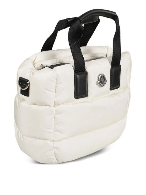 Moncler mini padded logo-patch tote bag - White