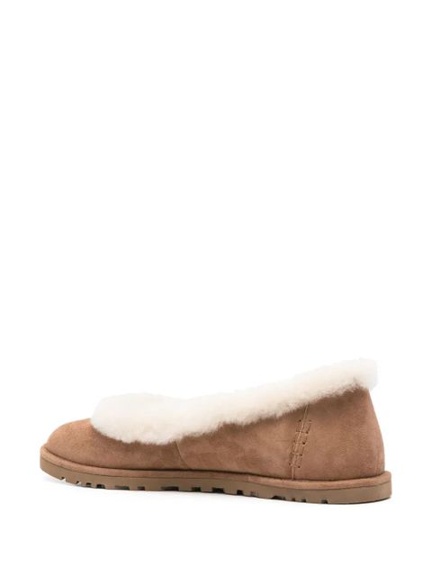 UGG fur trim flat shoes - Brown