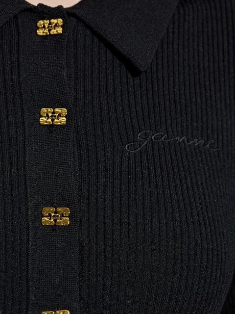 GANNI ribbed ruffled-skirt mini dress - Black - zdjęcie produktu nr 2