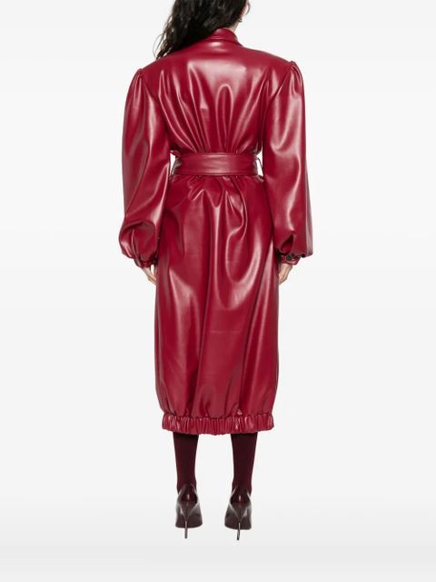 Rowen Rose belted puff-sleeve coat - Red