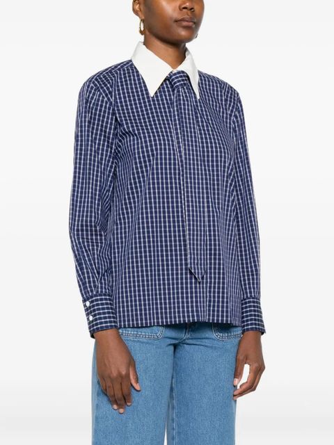 SANDRO checked tie-neck blouse - Blue