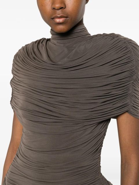 Magda Butrym high-neck draped mini dress - Brown