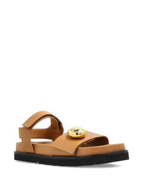 LOEWE leather button-embellished sandals - Brown - zdjęcie produktu nr 2