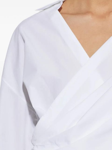 Balmain wrap-design cotton blouse - White