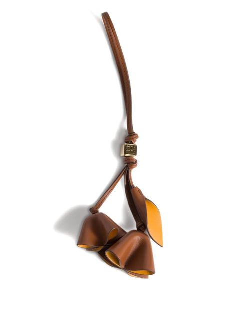 Miu Miu flower leather keyring - Brown - zdjęcie produktu nr 1