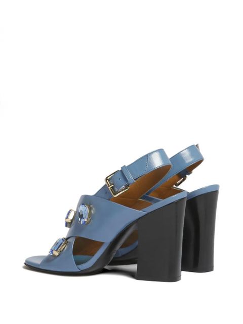 Marni criss-cross crystal leather sandals - Blue