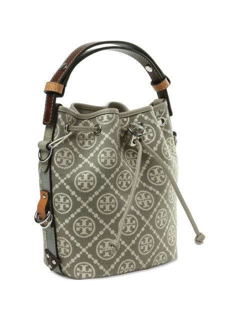 Tory Burch monogram drawstring-fastening bucket bag - Grey - zdjęcie produktu nr 2