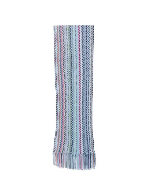 Missoni zigzag-knit fringed scarf - Blue - zdjęcie produktu nr 1