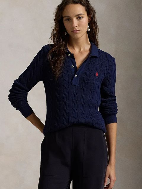 Polo Ralph Lauren sweter bawełniany damskie kolor granatowy lekki 211959100 - zdjęcie produktu nr 1