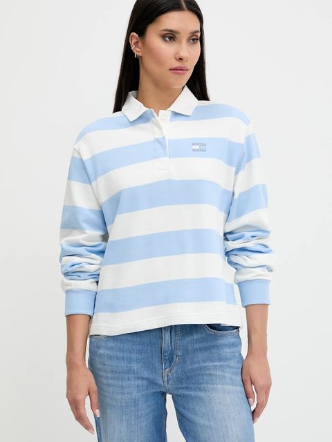 Tommy Jeans bluza bawełniana damska kolor niebieski wzorzysta DW0DW20948 - zdjęcie produktu nr 1