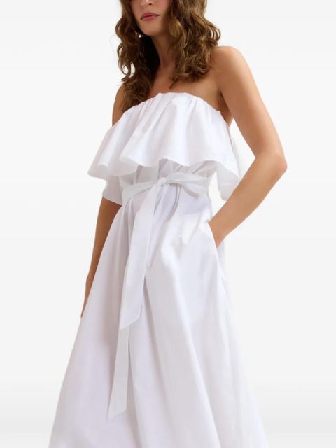 Essentiel Antwerp ruffled-hem belted maxi dress - White