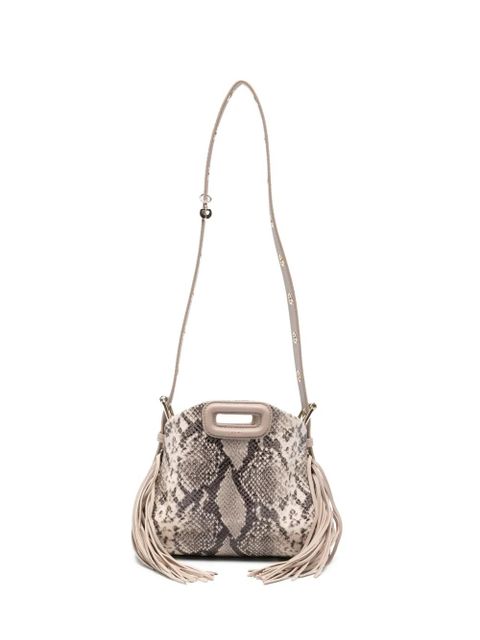 Maje snake-print fringed cross body bag - Neutrals - zdjęcie produktu nr 1