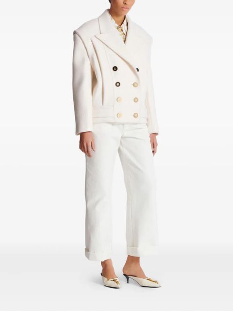 Balmain cropped cashmere reefer jacket - White