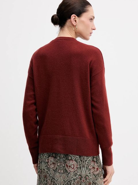 Sisley sweter z dodatkiem wełny damski kolor czerwony lekki 18AYM103K