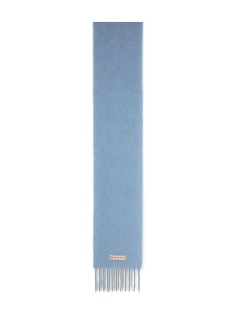 Marni logo-patch fringed-edges scarf - Blue - zdjęcie produktu nr 1