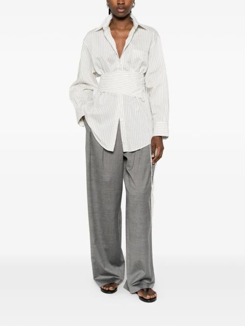 Róhe belted pinstriped shirt - Neutrals - zdjęcie produktu nr 2