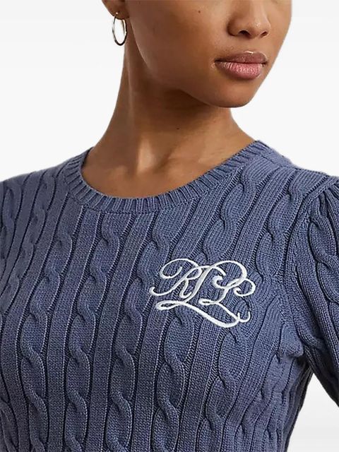 Lauren Ralph Lauren short-sleeve cable-knit jumper - Blue