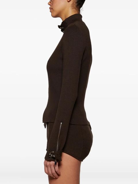 Magda Butrym zip-front ribbed top - Brown