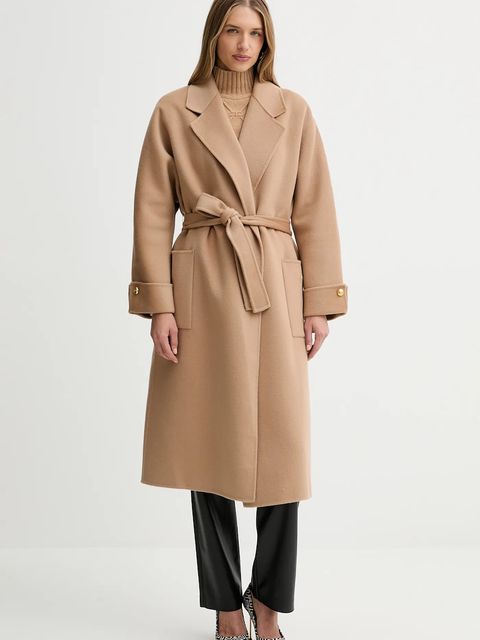 Elisabetta Franchi płaszcz wełniany kolor beżowy CP68D56E2 - zdjęcie produktu nr 2