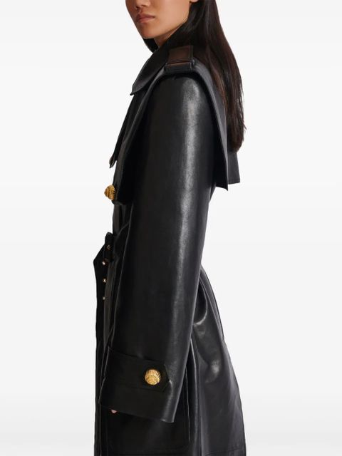 Balmain belted lambskin trench coat - Black