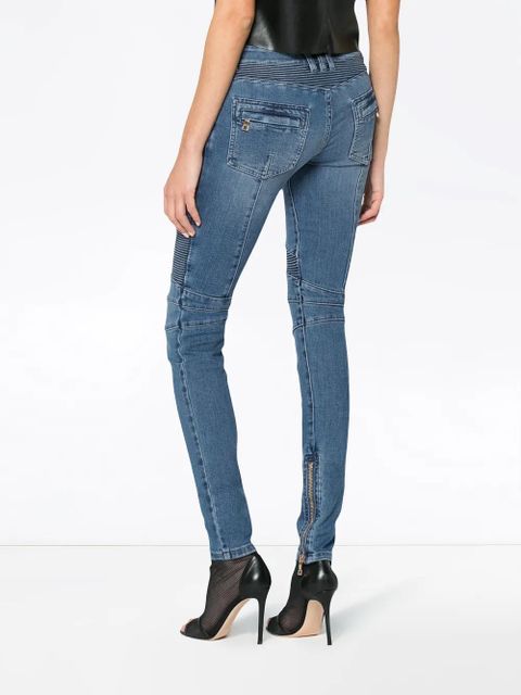 Balmain Blue Moto Skinny Jeans