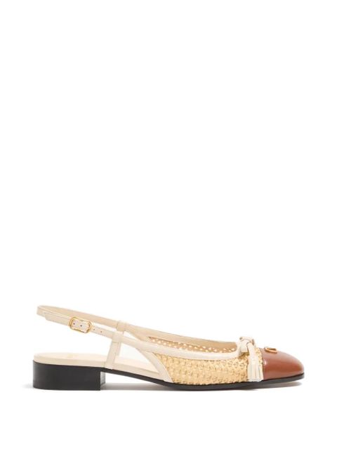 Valentino Garavani Valet Du Roi slingback ballerinas in raffia and kidskin 25mm - Neutrals - zdjęcie produktu nr 1