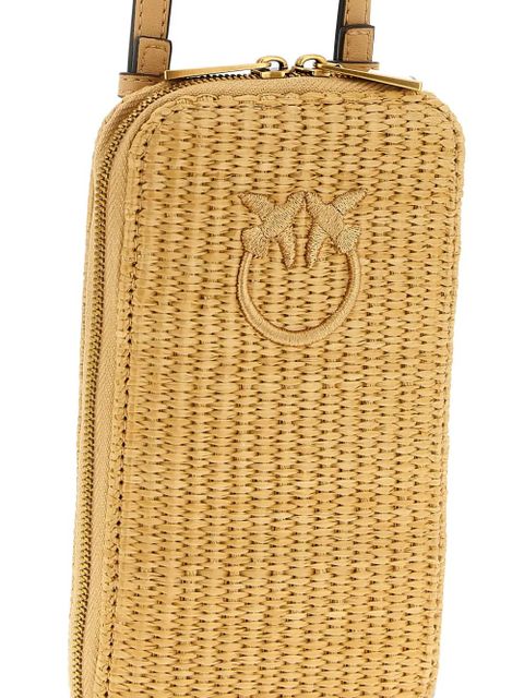 PINKO Love Birds Diamond braided smartphone holder - Neutrals