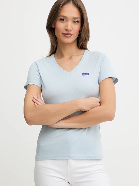 Hugo Blue t-shirt bawełniany damski kolor niebieski 50513667 - zdjęcie produktu nr 1