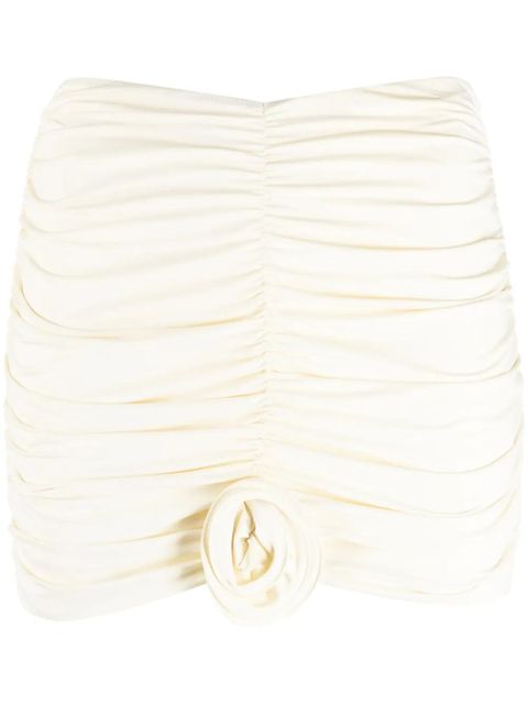 La Reveche Lillibet floral-appliqué ruched miniskirt - Neutrals - zdjęcie produktu nr 1