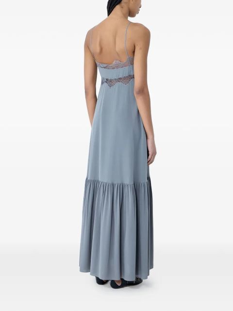 Chloé lace-trim tiered maxi dress - Grey