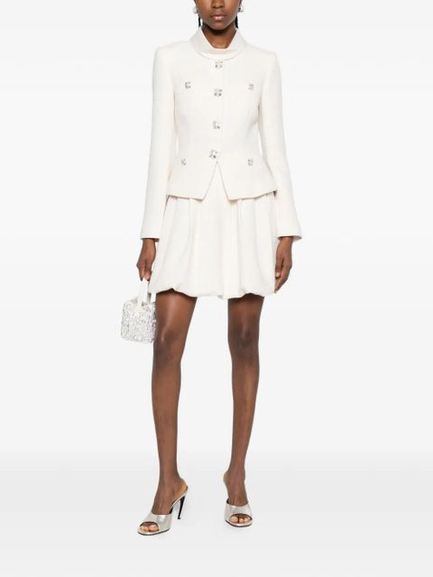 Self-Portrait bouclé collared mini dress - Neutrals