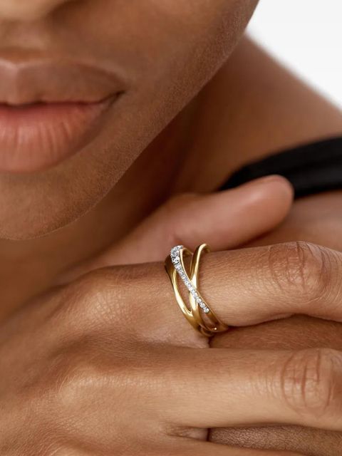 Monica Vinader pavé diamond crossover ring - Gold - zdjęcie produktu nr 2