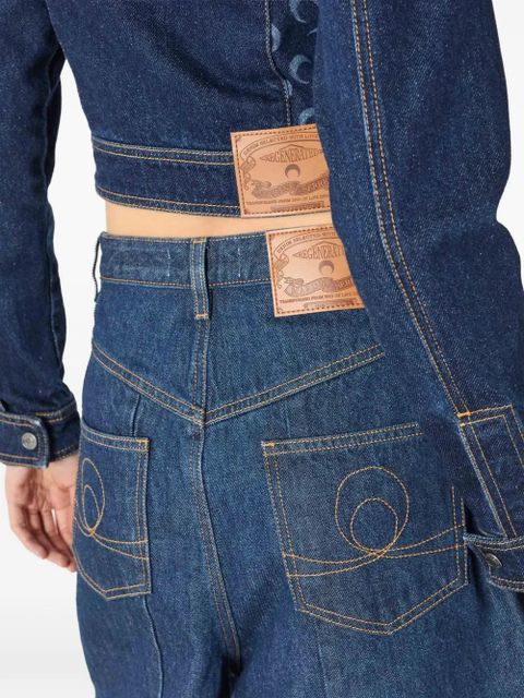 Marine Serre panelled denim shorts - Blue