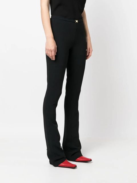 Blumarine logo-buckle flared trousers - Black