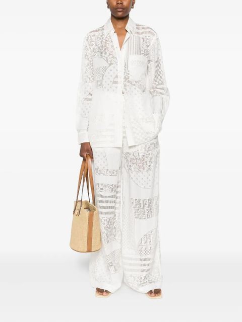FENDI lace-panel shirt - White