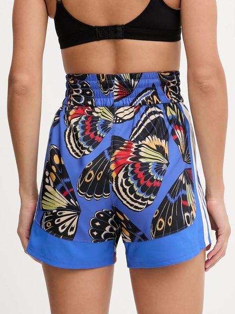 adidas Performance szorty treningowe x Farm Rio damskie kolor niebieski wzorzyste high waist JL7006