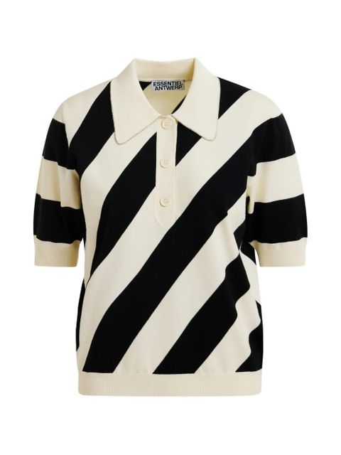 Essentiel Antwerp striped polo top - Neutrals - zdjęcie produktu nr 1