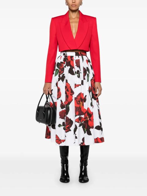 Alexander McQueen Tudor Rose-print cotton skirt - White - zdjęcie produktu nr 2