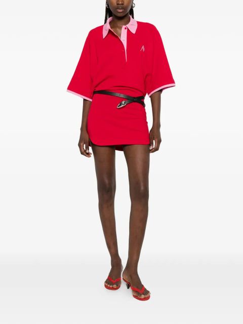 The Attico contrast-collar logo-embroidered mini dress - zdjęcie produktu nr 2