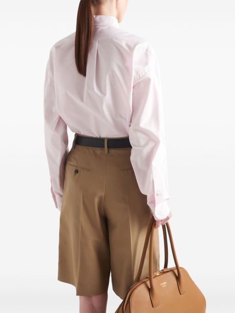 Prada logo-embroidered cotton shirt - Pink
