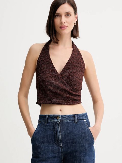 Guess top NALENY damska kolor brązowy wzorzysta W5YP18 KCYE2 - zdjęcie produktu nr 1