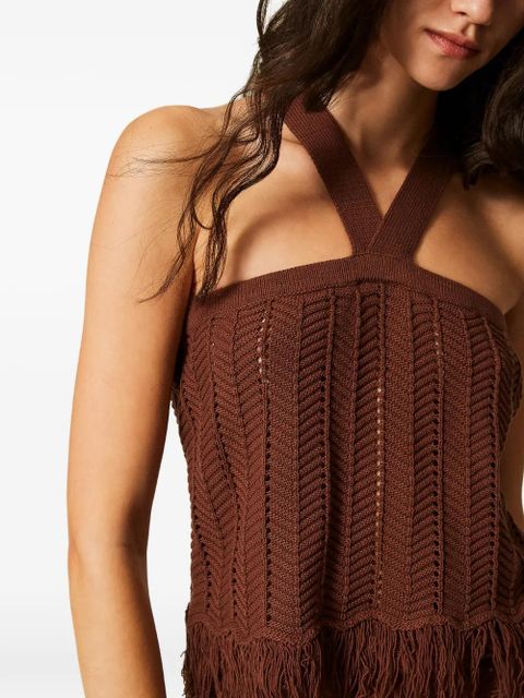 TWINSET fringed knitted top - Brown