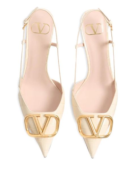 Valentino Garavani Vlogo crocodile effect slingback pumps - Neutrals