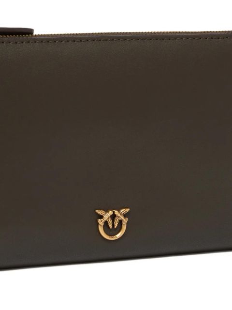 PINKO logo-appliqué zip clutch bag - Green