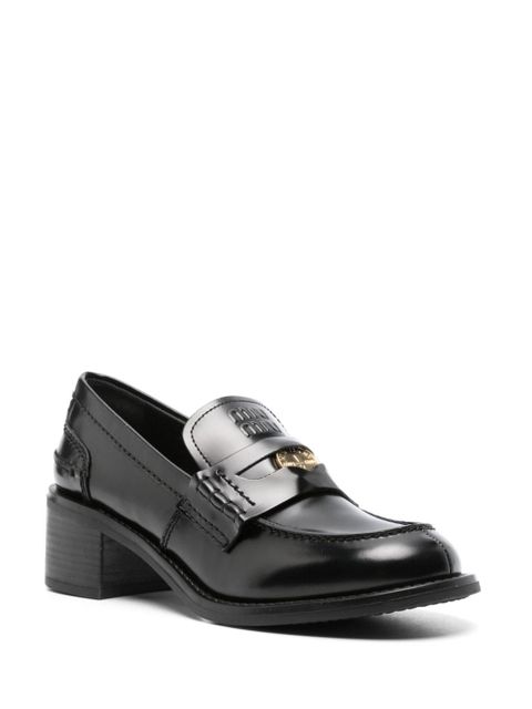 Miu Miu brushed leather penny loafers - Black