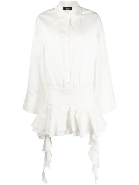 Blumarine dropped-waist ruffled shirtdress - White - zdjęcie produktu nr 1