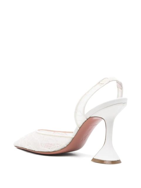 Amina Muaddi 100mm Holli Lace Sling pumps - White