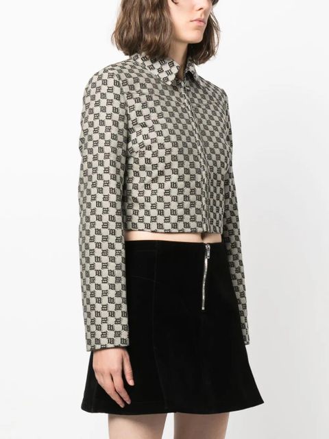 MISBHV cropped monogram-jacquard jacket - Neutrals