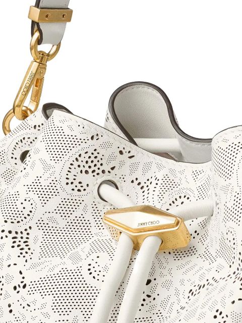 Jimmy Choo floral-embellishment bucket bag - White