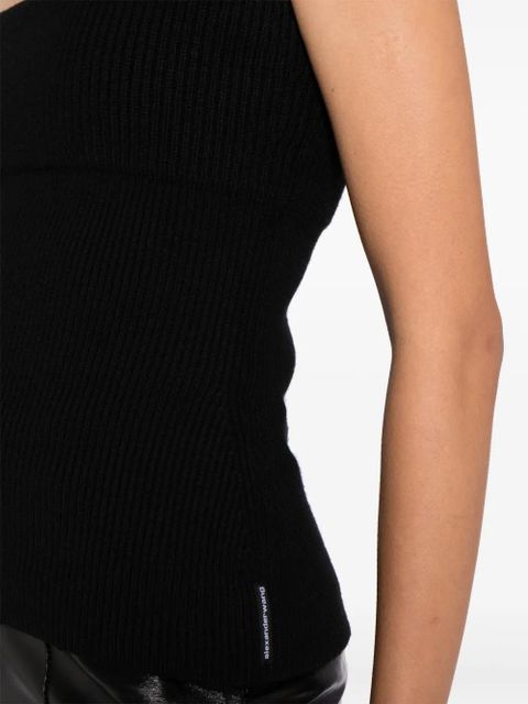 Alexander Wang double-layer ribbed-knit strapless top - Black